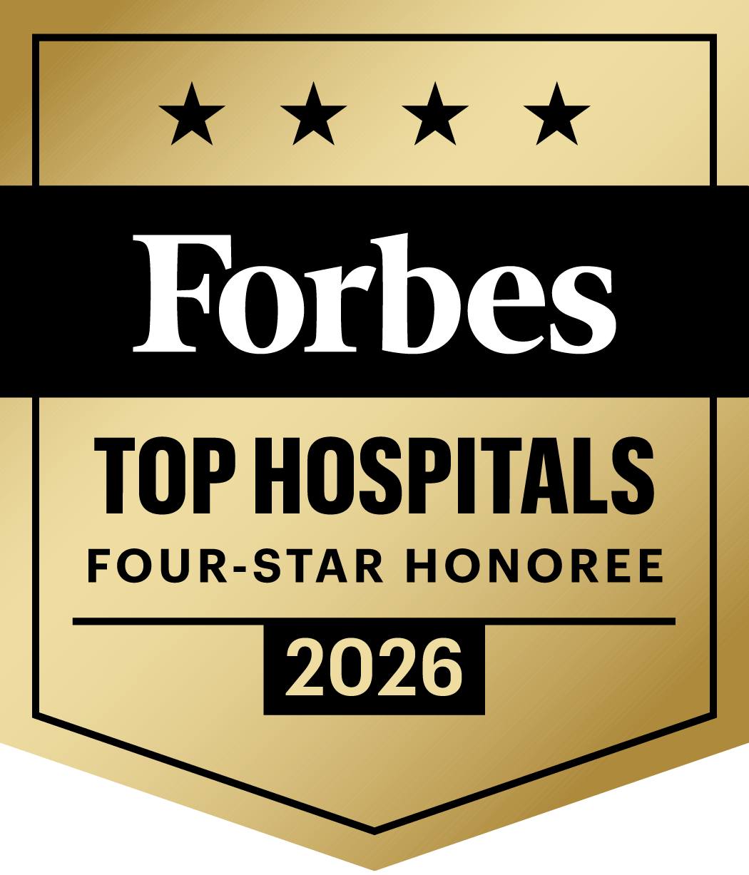 2026 Forbes Top Hospitals Award Logo Square Gold Four Star